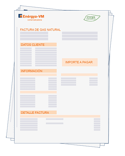 Factura Gas - Datos cliente, detalle factura e importe